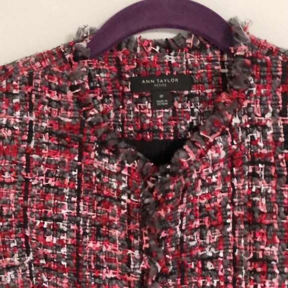 ANN TAYLOR Fringe Tweed Ruffle Cuff Jacket Blazer - Picture 9 of 15